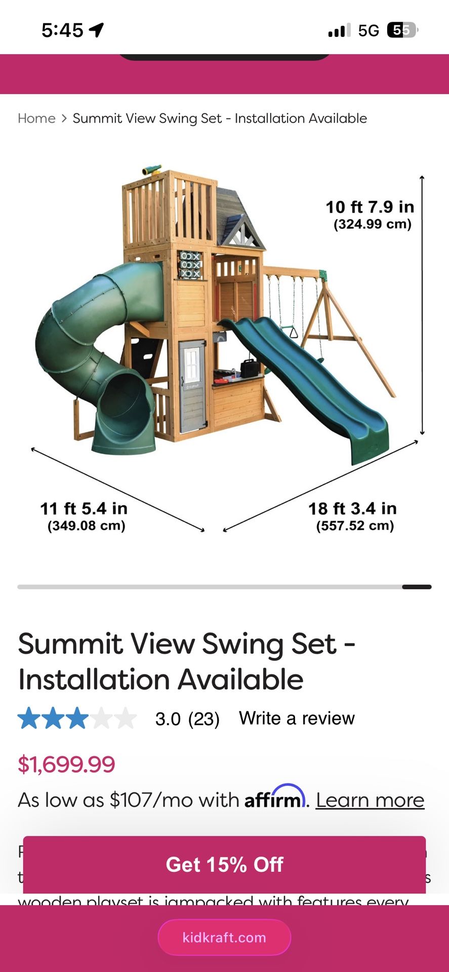 Summit View Swing Set