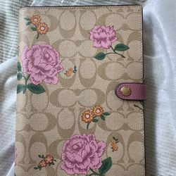 Coach Jumbo Floral Agenda Leather Notebook Cover Organizer - Signature Canvas BRAND NEW
