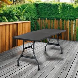 72"/ Table / Black/ Feet Foldable Table with Built in Handle & Steel Legs | Heavy Duty Folding Portable