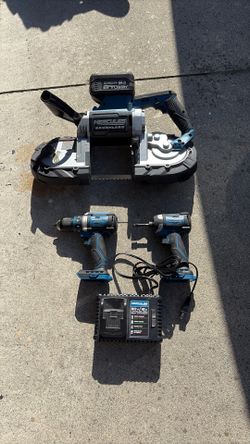 Hercules portable band saw with hammer drill and impact with 8 ah battery and charger