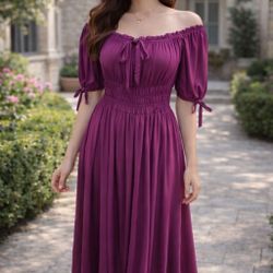 Elegant Burgundy Midi Dress