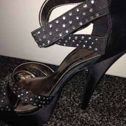 Black Heels With Rhinestones - Brand New 