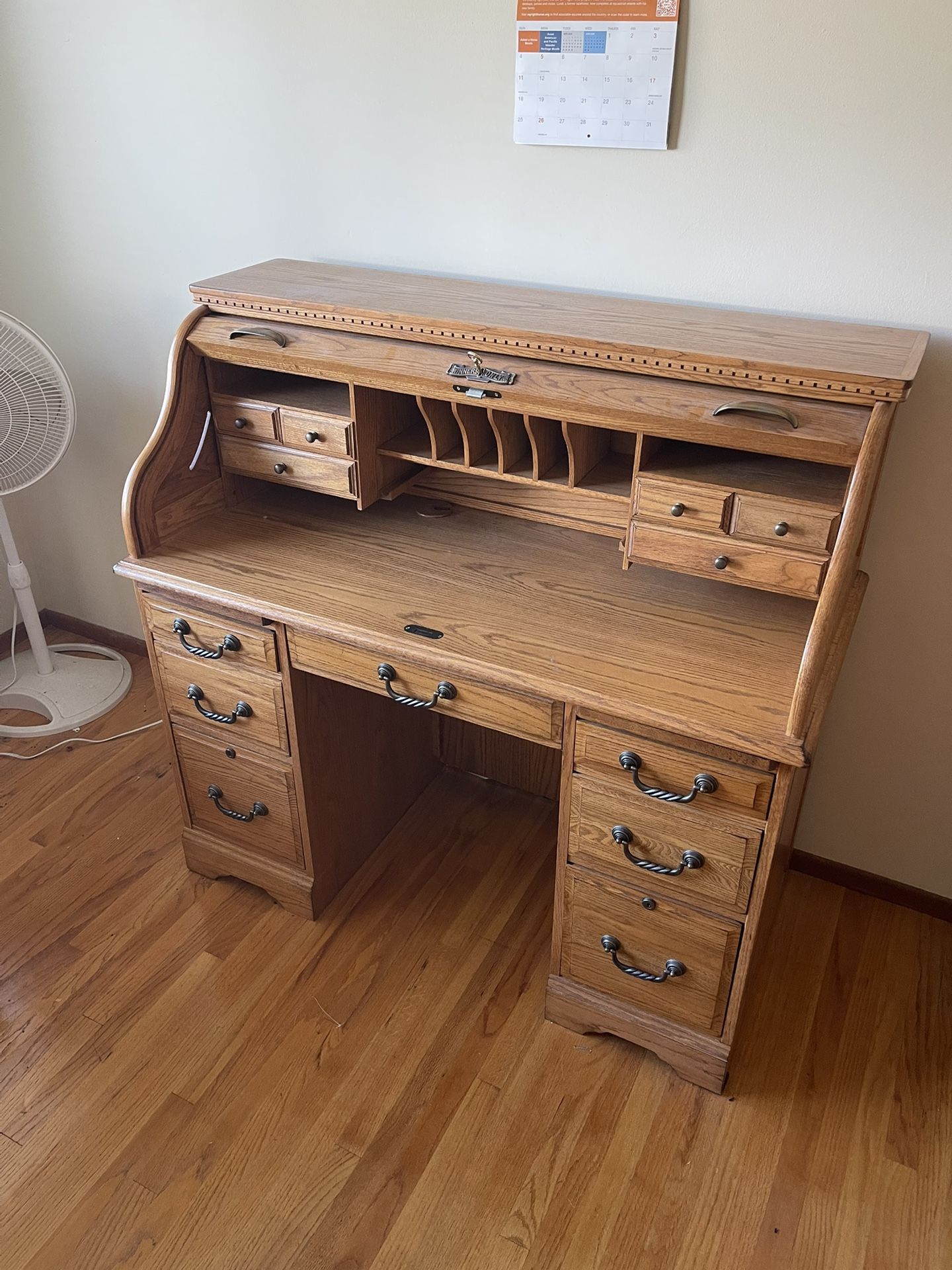 Wooden Desk With Locked Cover