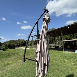 Outdoor Umbrella With Solar Lights 