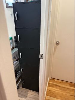 Tall Slim 5-Door Storage Cabinet