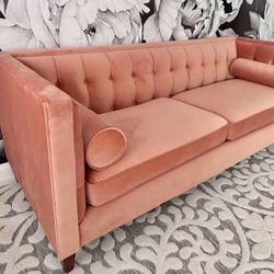 Macy’s Velvet Couch-Glam Retro Hollywood Regency-Mid Century Modern