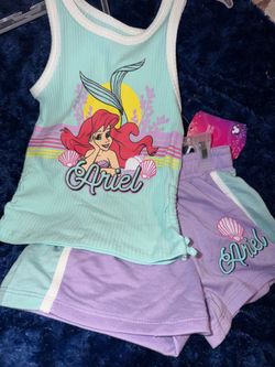 Disney Little girls size 6 Ariel shorts set NWT