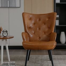 Upholstered Wingback Chair-Mid-century modern accent chair