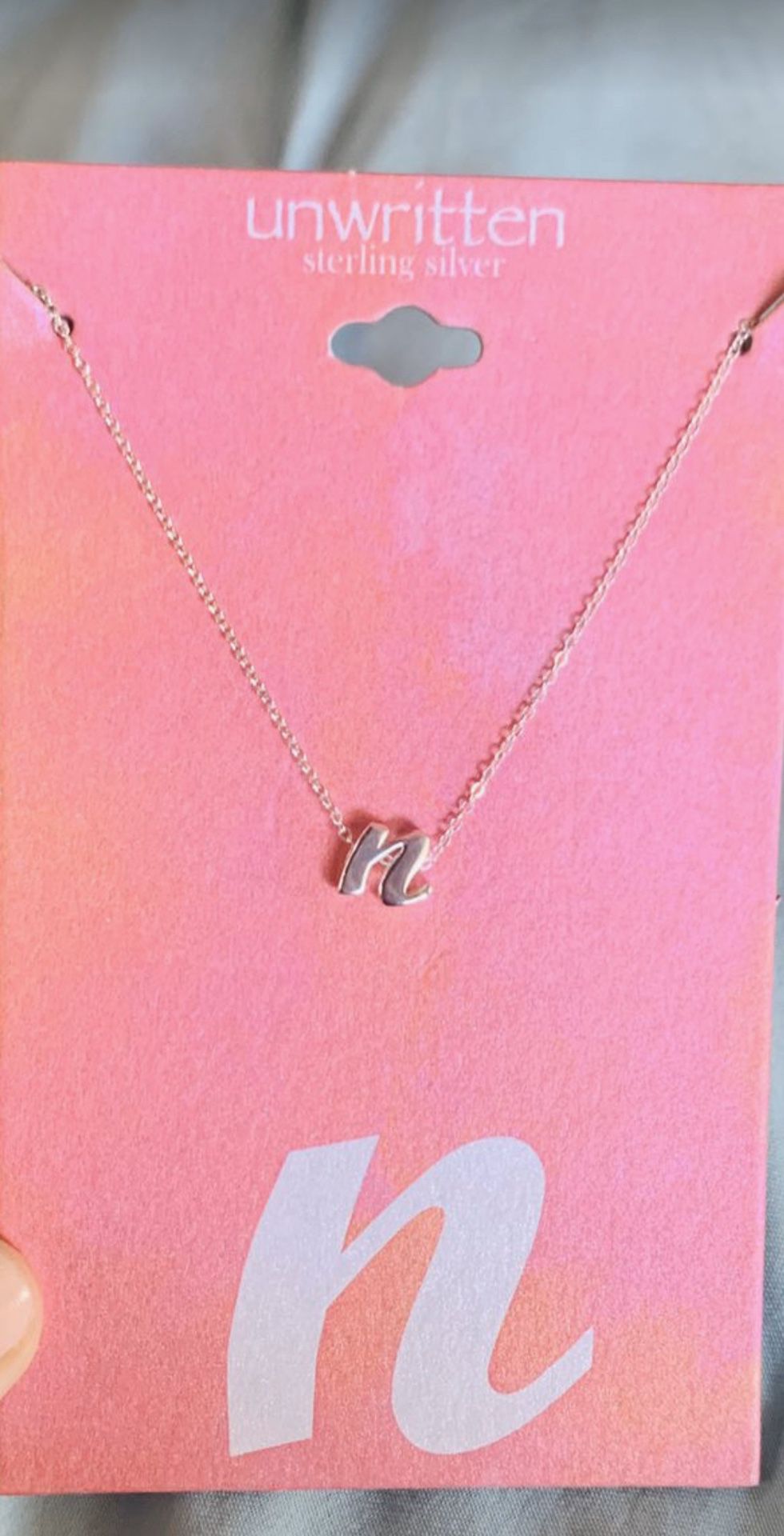 Letter N initial necklace