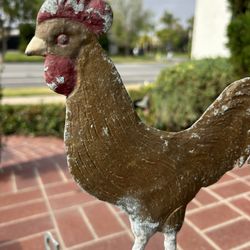 Vintage Rooster Weather Vane Folk Art Metal Directional Decor 1950’s MISSING “W” Aged Patina Chipped