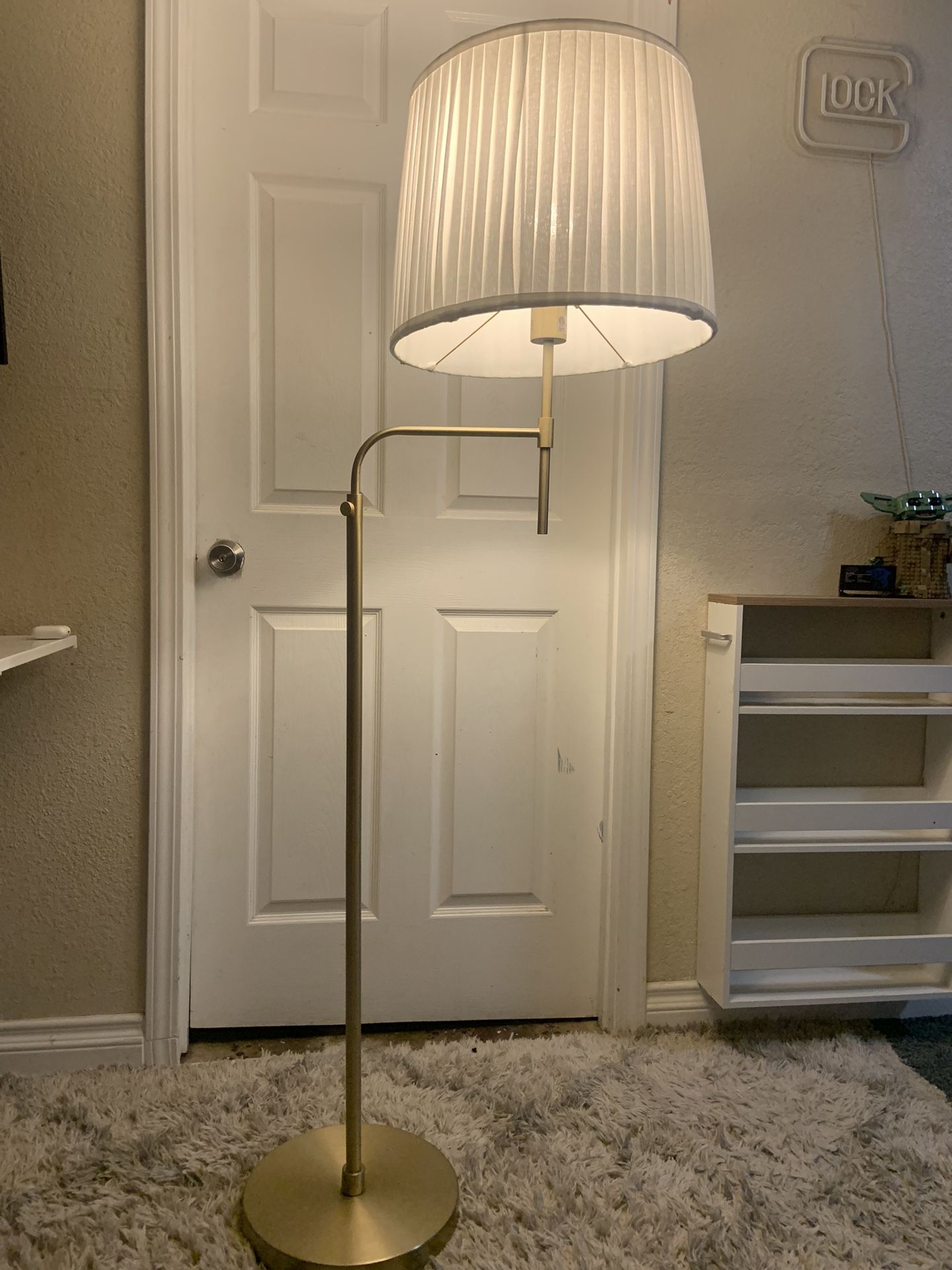 Threshold Adjustable Floor Lamp, Dimmable Rotary Switch, Brass Finish