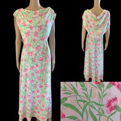 Vintage Easter Maxi Dress Small Elegant Miss