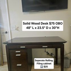 Solid Wood Brown Desk