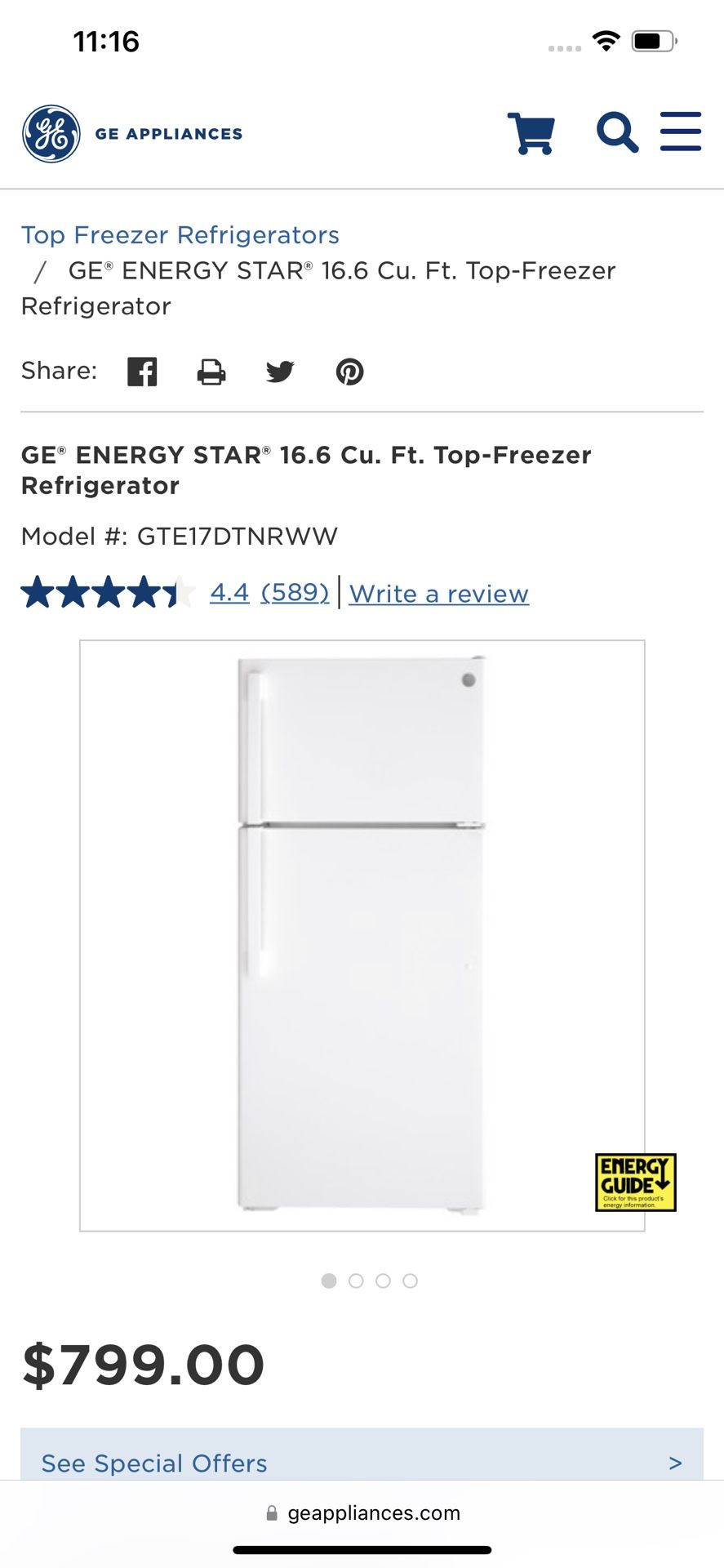 NEW Top Freezer Refrigerator