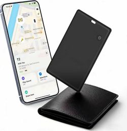 Wallet Tracker Card Compatible with Apple Find My (iOS Only) - Rechargeable Bluetooth Tracker for Luggage, Passport & Travel Essentials - Durable 2.8m