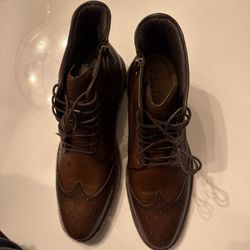 brown leather brogue ankle boots by Flag Ltd.