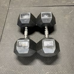 Pairs Of 35lbs Rubber Coated Dumbbells 