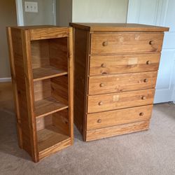 Wooden Dresser And Book Shelf - Very Sturdy - Easy To Paint Or Stain