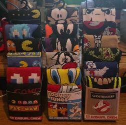 CREW SOCKS GHOSTBUSTERS LOONEY TUNES PACMAN 3PACKS/15PAIRS