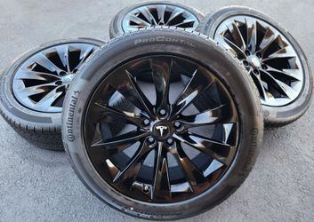 19” Tesla Model S Gloss Black OEM Wheels and Tires