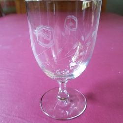 Mid-Century Etched Japanese Crystal Cocktail Glasses / 7 Qty. Water Goblets