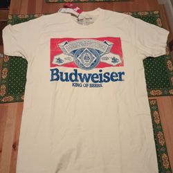 NEW BUDWEISER TSHIRT BREW CITY CREME SZ-M
