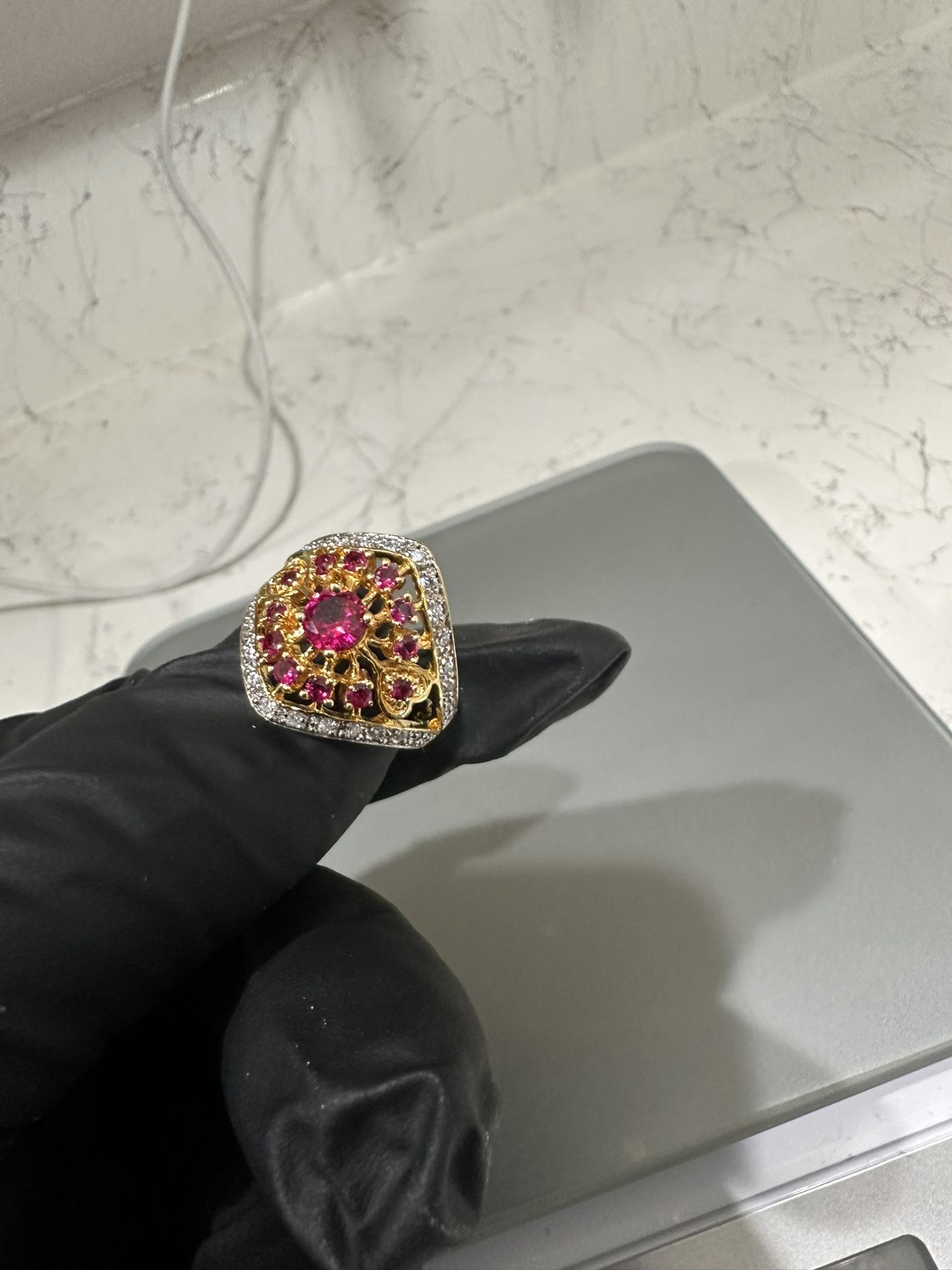 Technibond 925 gold-plated ruby-style Ring