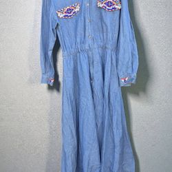 Long Western Denim Shirt Dress