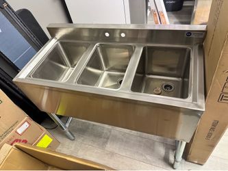 GRIDMANN 3 Compartment Stainless Steel Bar Sink, NSF Commercial Kitchen Underbar Sink with 10" L x 14" W x 10" D Bowls for Restaurant, Laundry, Garage