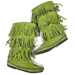 Minnetonka 1632 Spring Green Suede Moccasin Boots