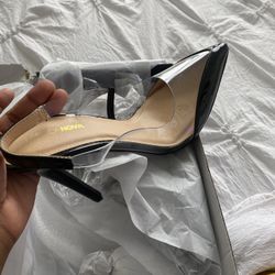 BRAND NEW CLEAR & BLACK HEEL SIZE 8 Women’s 