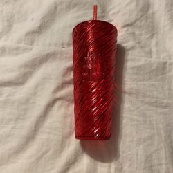 New 24oz Red Starbucks Reusable Beverage Cup With Straw