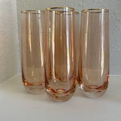 Vintage Mid Century Blush Pink Champagne Flutes