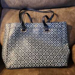 Tommy Hilfiger Dark Blue Tote Bag Logo Print Handbag 