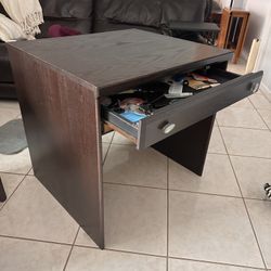 real wood desk and filing cabinet