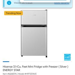 Hisense 3.1-Cu. Feet Mini Fridge with Freezer (Silver)