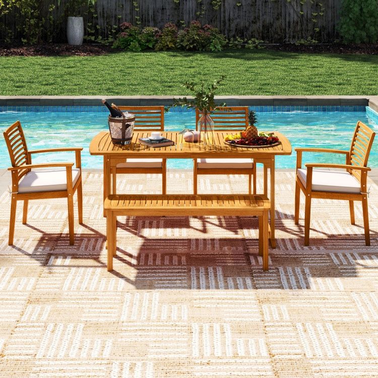 Outdoor Patio Furniture Dining Table Set With Bench