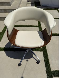 Porthos Home Liam Office Chair – Walnut & White Swivel Desk Chair