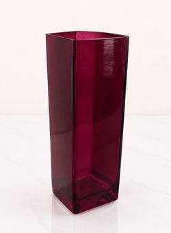 Teleflora Heavy Glass Square Vase – Deep Purple/Maroon