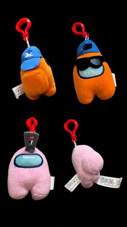 Among Us Plush Keychain Bundle – Pink & Orange (Official Innersloth)    Pink + Orange Crewmates