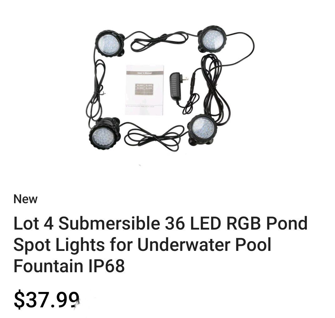 Lot 4 Submersible 26Led RGB Ponds Spot Lights for Under Water Pool-Fountain IP68