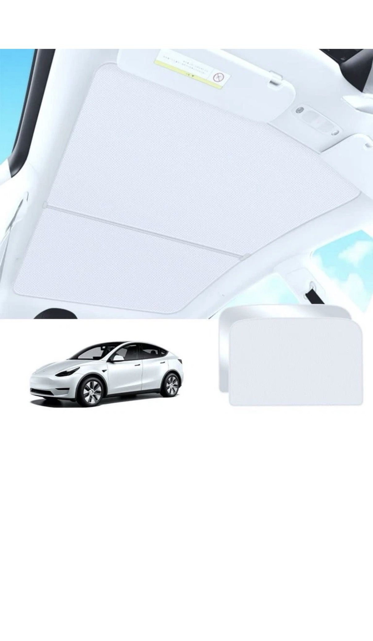 (ULF)2020–2026 Tesla Model Y Glass Roof Sunshade 2-in-1 UV Protection Heat Insulation Retractable Interior Accessory