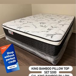 Queen Bamboo Orthopedic Pillow Top Mattress and Boxspring!