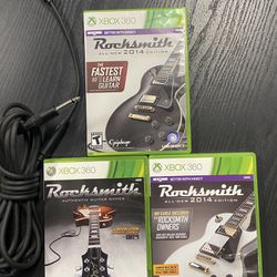 Xbox 360 Guitar Learning Rocksmith Games For Sale $30  OBO. Comes With Rocksmith Real Tone Cable.   
