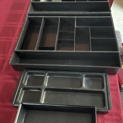 Two Expandable Drawer Organizers And Two Tool Trays 