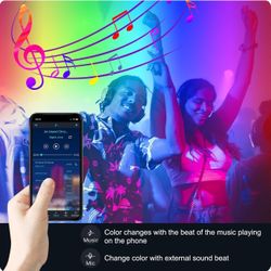 82Ft/25m LED Strip Lights, Music Sync Color Changing RGB LED Strip Built-in Mic, Bluetooth APP Controlled Home Lighting for Living Room Kitchen
