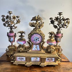 Antique French Clockset With Candelabras
