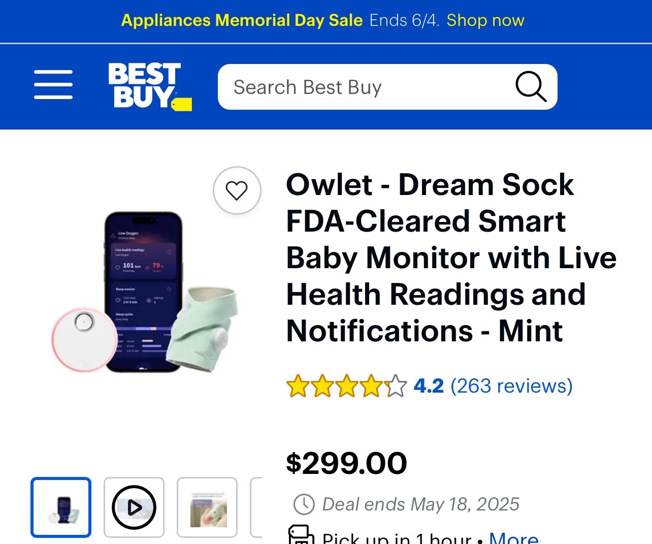 Owlet Dream Sock/infant BP/O2 Monitor