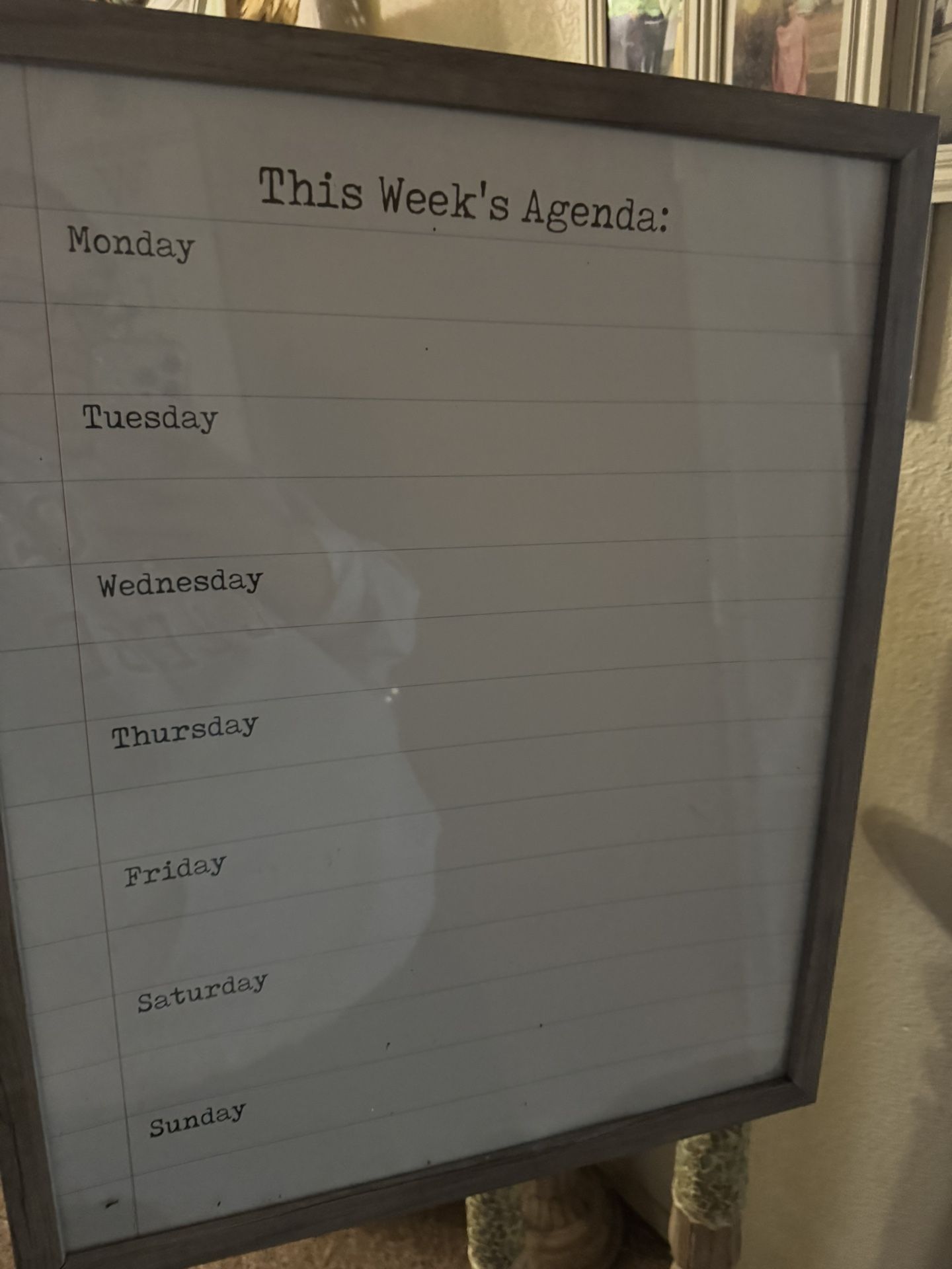 Weeks Agenda Picture Frame
