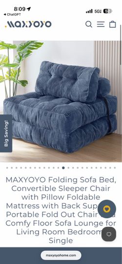 MAXYOYO Folding Boneless Sofa Bed, Navy, Single